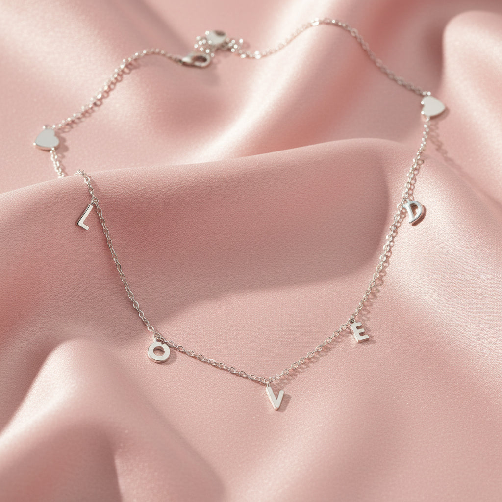 Silver Minimalist LOVED Charm Set