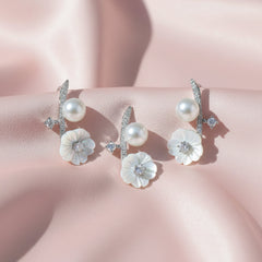 Silver MOP Ethereal Pearl Floral Branch Rich Pendant set