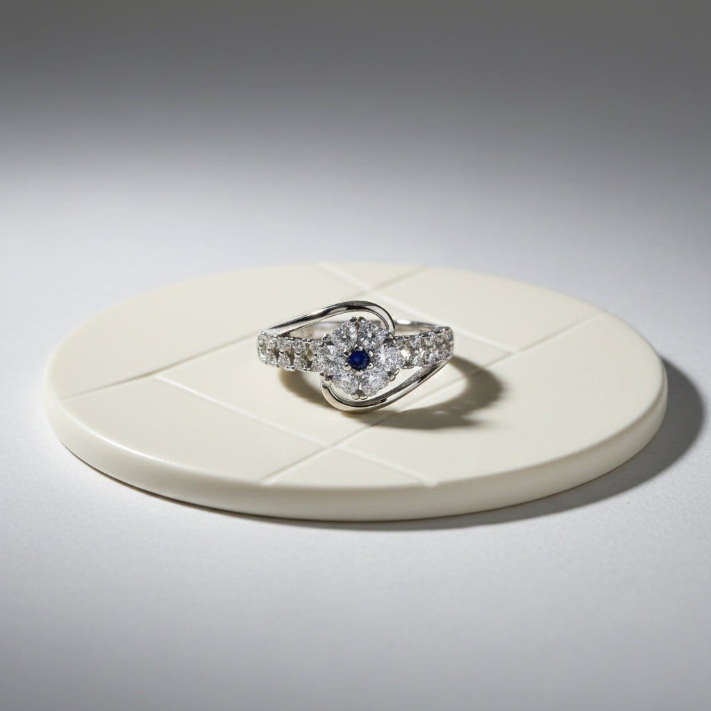 Blue Daisy Bloom Statement Ring