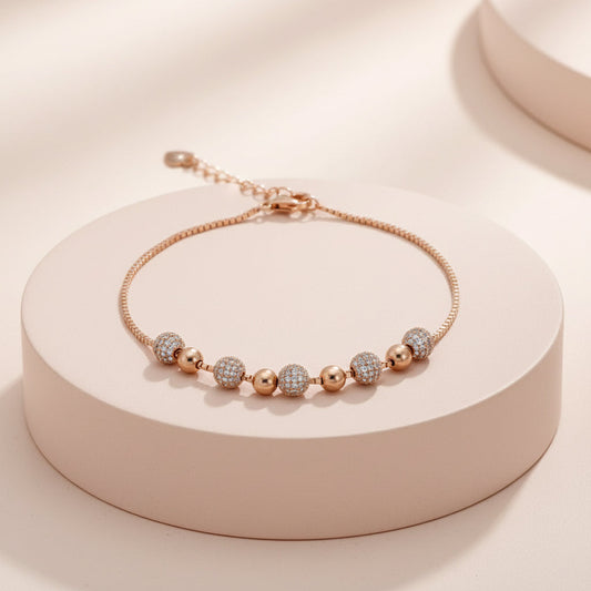 Rose gold Dazzling Beaded Bracelet with Disco balls