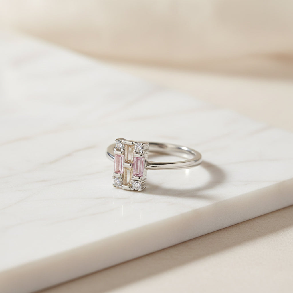 Silver Pink Tulip Empress Ring