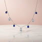Silver Sapphire Blue Baguette Necklace
