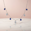 Silver Sapphire Blue Baguette Necklace