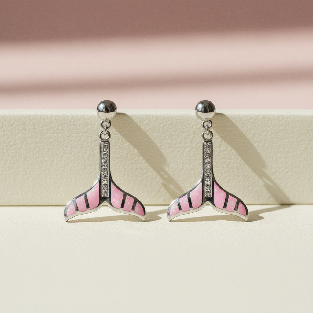 Rose Gold Mermaid Tail Dangle Earrings