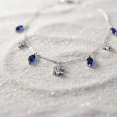 Silver Lively Blue Marquise Necklace