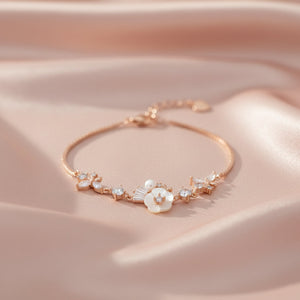 Rose gold Cute Whimsical Flower and Butterfly Bracelet for her