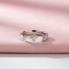 Silver Elegant Wavy Heart Engraved Band For Her