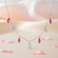 Silver Hot Pink Marquise Dangle Necklace