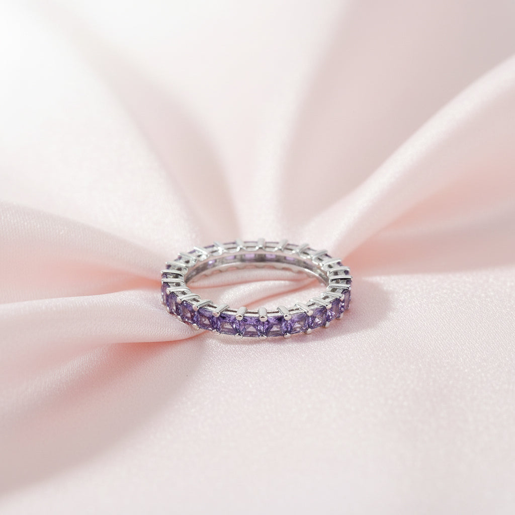 Silver Elegant violet Eternity Band for her