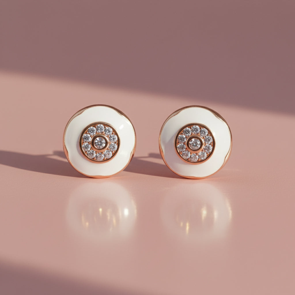 Rose Gold Cosmic Halo Studs Earrings