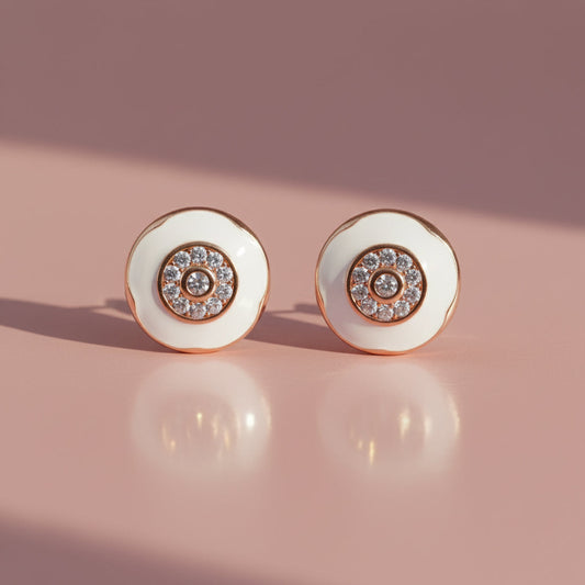 Rose Gold Cosmic Halo Studs Earrings
