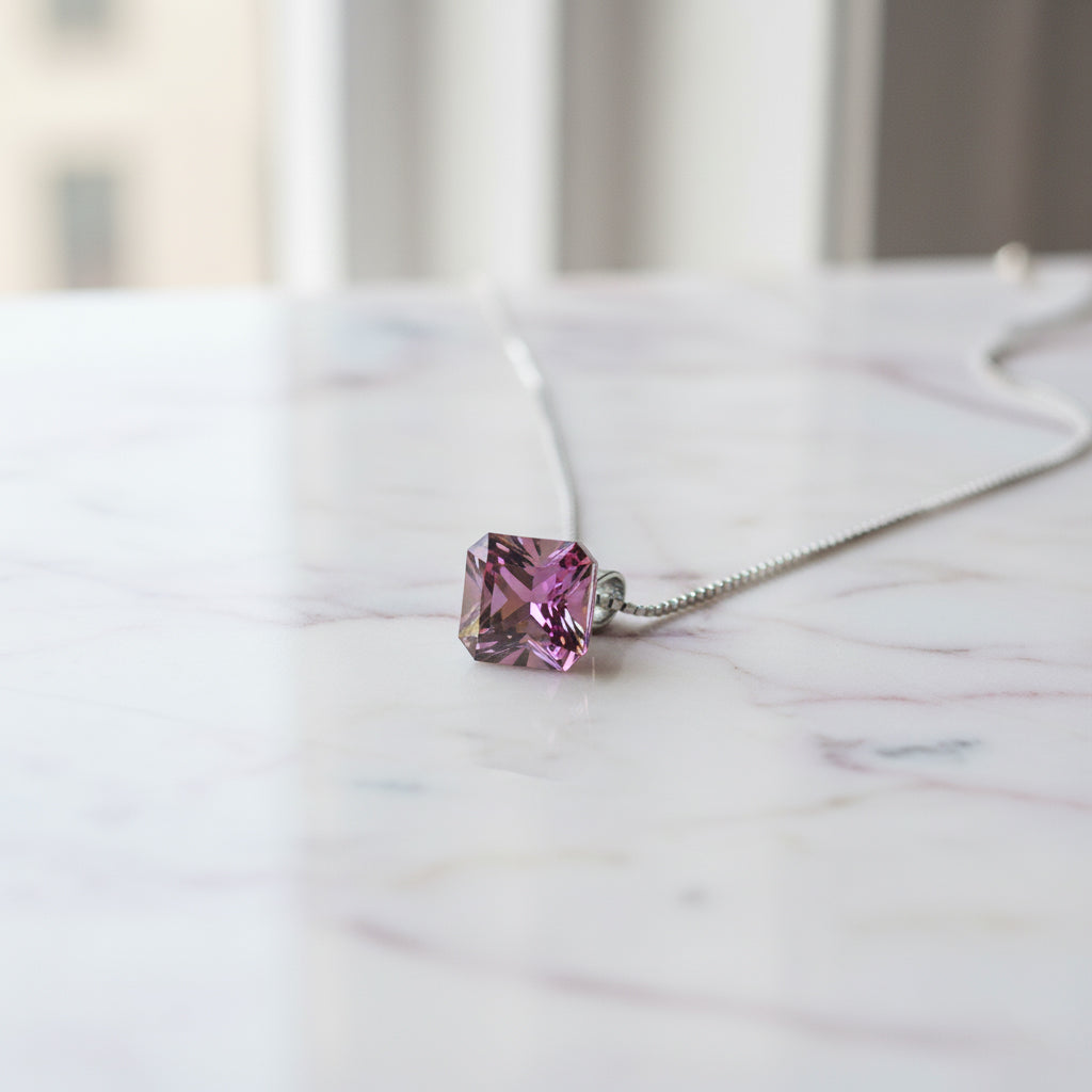 Silver Dichroic Cube Crystal Pendant