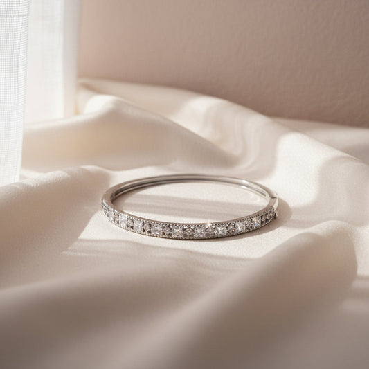 Silver Princess Cut Halo Bracelet For Her