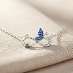 Silver Blue love Infinity Butterfly Pendant Necklace