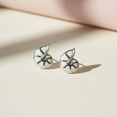 Silver Nautilus Stud Earrings
