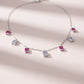 Silver Fuchsia Pink Suspended Necklace