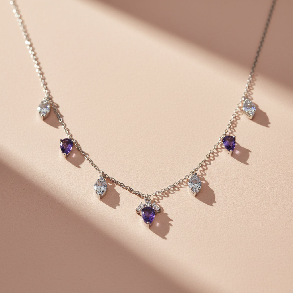 Silver Dazzling Blue Necklace