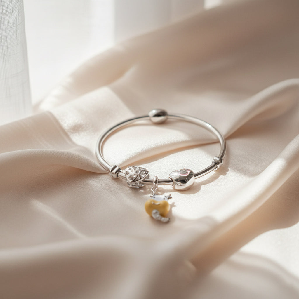 Silver Sweetheart Character Dangle Bracelet For Her