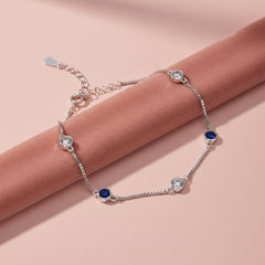 Silver Classic Blue and White Girlish Chain bracelet