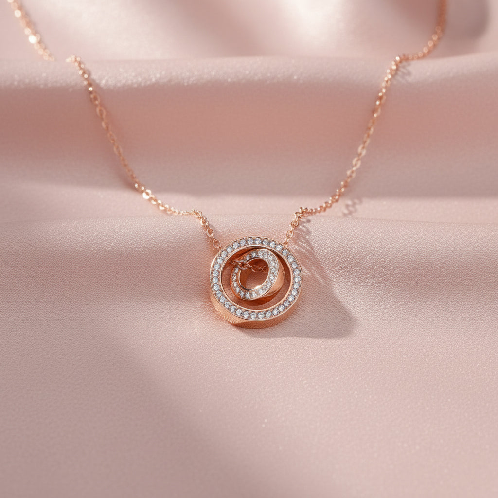 Rose Gold Interlocking Circle Pendant
