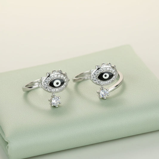 Silver Radiant Halo Evil Eye Toe Ring