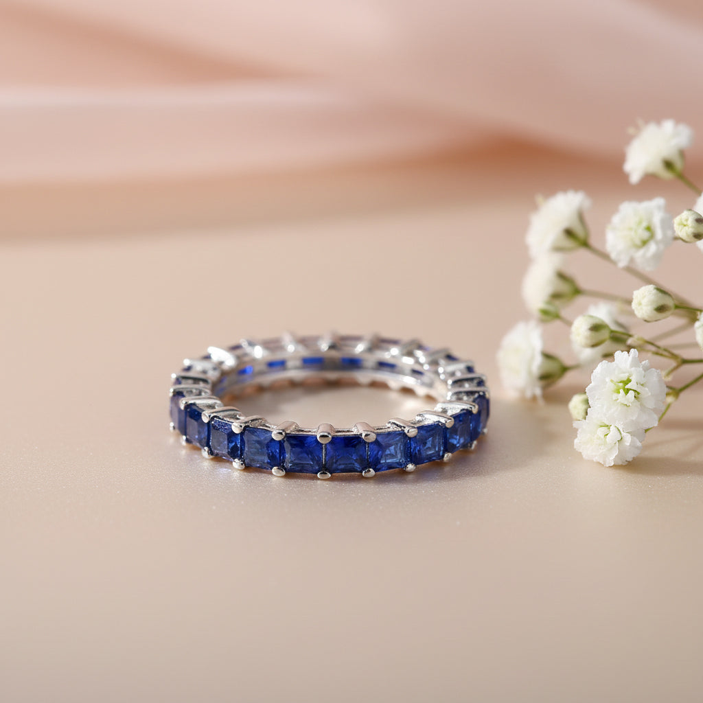 Silver Blue Crimson & Crystal Statement Band For Her
