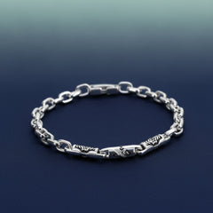 Silver Intricate Motif Bracelet for Him