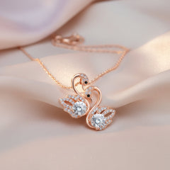 Rose Gold Eternal Love Swan Pendant