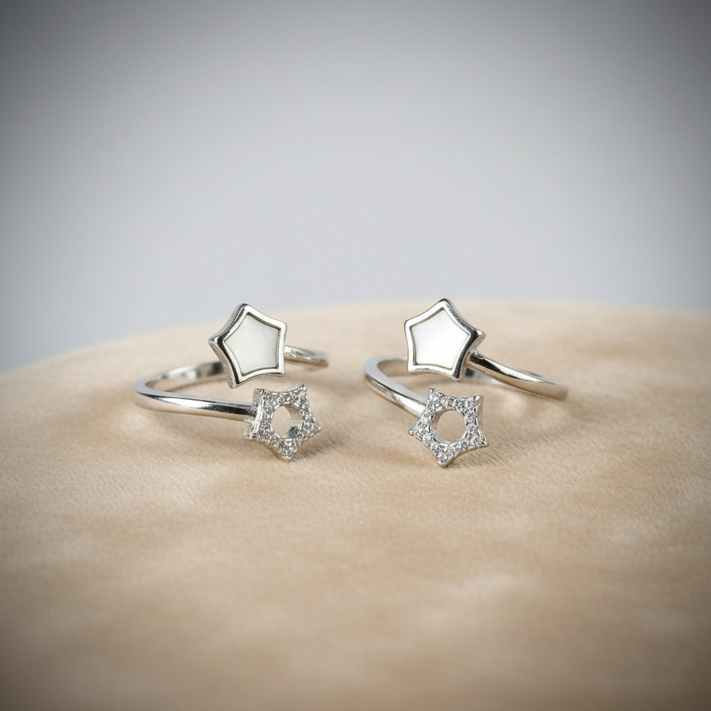 Silver Celestial Dual Star Toe Ring