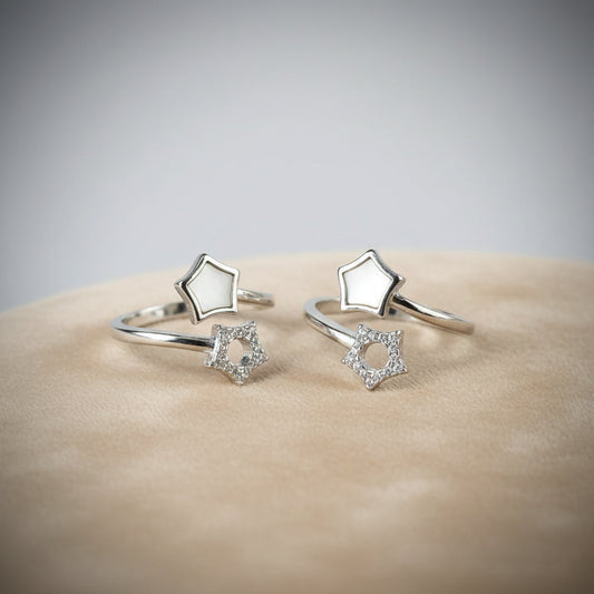 Silver Celestial Dual Star Toe Ring