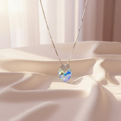 Silver Dual Heart Pave Pendant