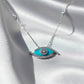 Silver Elegant Evil Eye Blue Pendant Necklace
