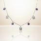 Silver Cushion Cut Purple Dangling Necklace