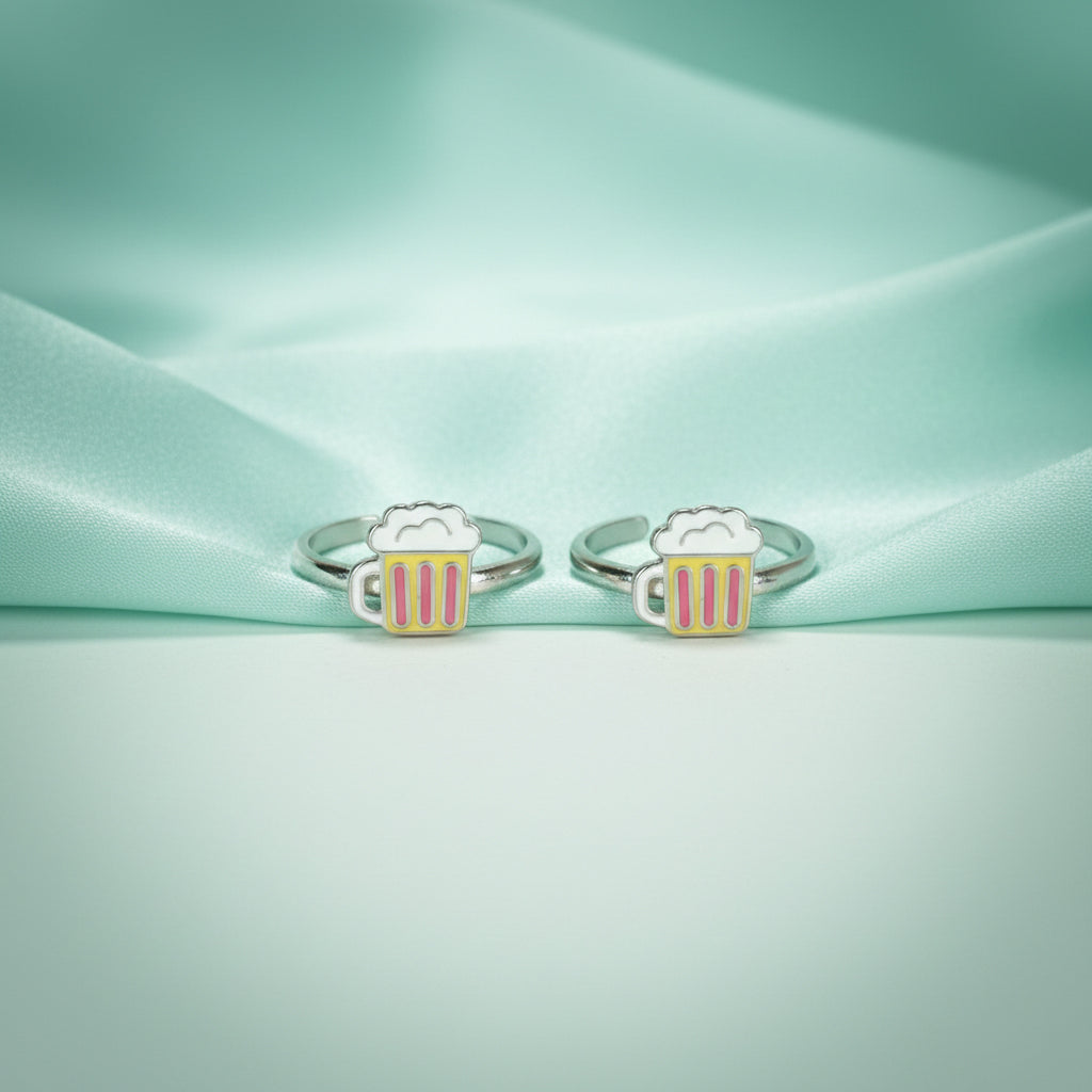 Silver Playful Beer Mug Toe Ring