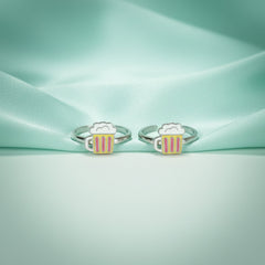 Silver Playful Beer Mug Toe Ring