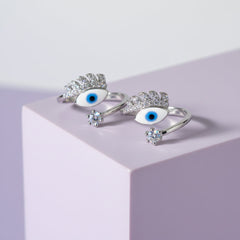 Silver Blue Evil Eye Protection Toe Ring