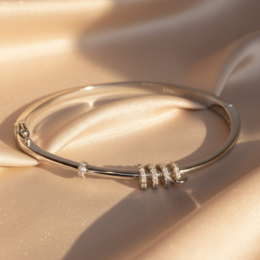 Silver Pave Coil Bracelet For Her