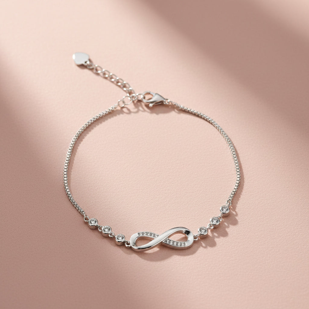 Silver Infinity Fancy Chain Bracelet For her