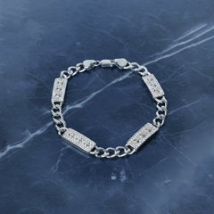 Silver Stellar Bolt Link Bracelet For Him