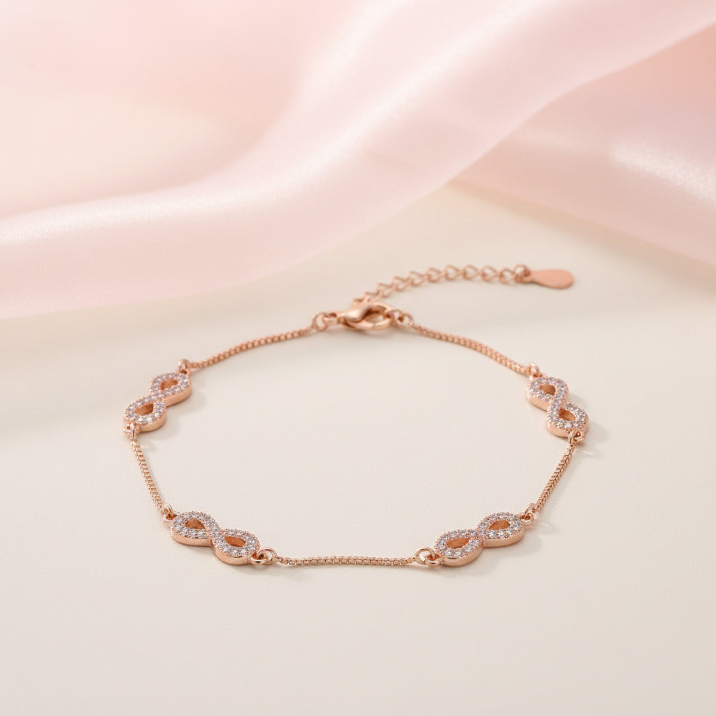 Rose gold Multi infinity Box chain Bracelet for her