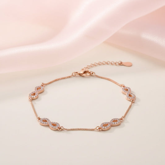 Rose gold Multi infinity Box chain Bracelet for her