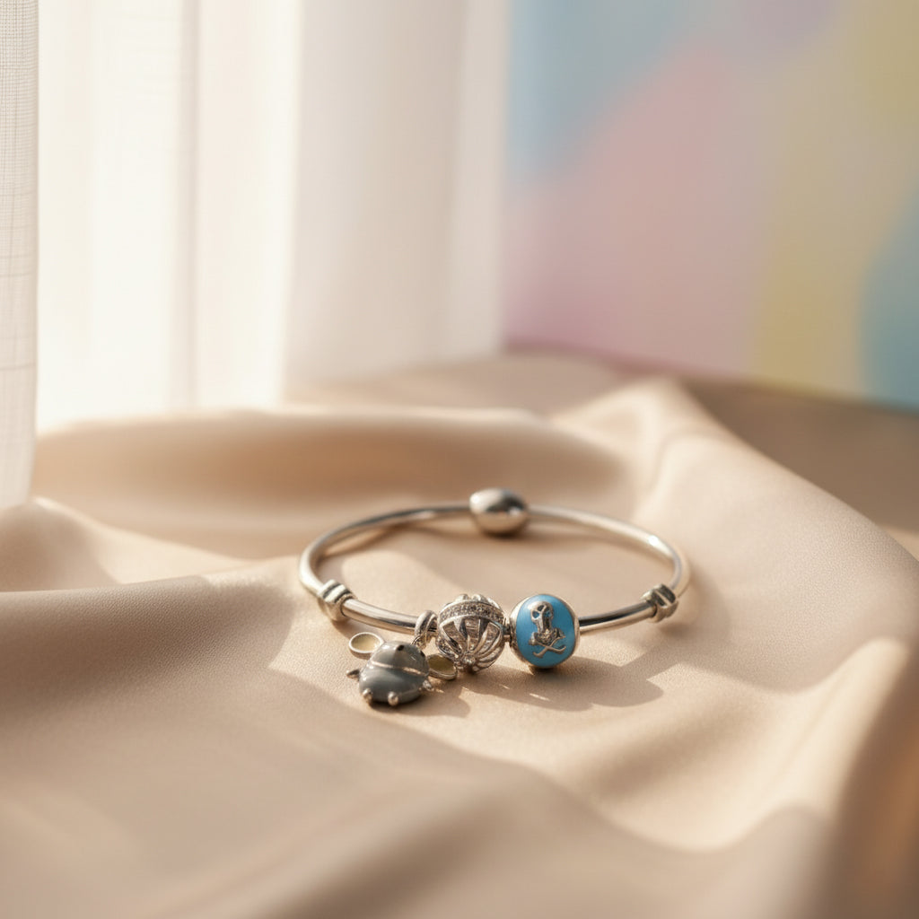 Silver Mouse & Nautical Charm Bracelet For Her