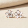 Rose Gold Porcelain Floral Studs Earrings