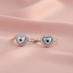 Silver Heart Evil Eye Adjustable Toe Ring