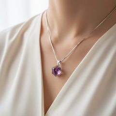 Silver Dichroic Cube Crystal Pendant