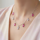 Silver Hot Pink Marquise Dangle Necklace