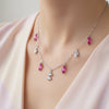 Silver Hot Pink Marquise Dangle Necklace