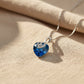 Silver Deep Blue Swan Heart Crystal Pendant