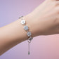 Silver Cute Flower Design Chain Bracelet With MOP & CZ Diamonds
