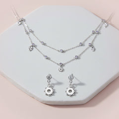Silver Double Layered Bezel Charm Set